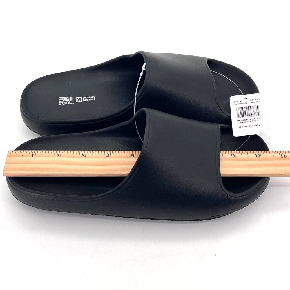 32 Degrees Cool Unisex Black Cushion Slides Womens 7.5-8.5 Mens 5.5-6.5 Size M - Picture 10 of 11